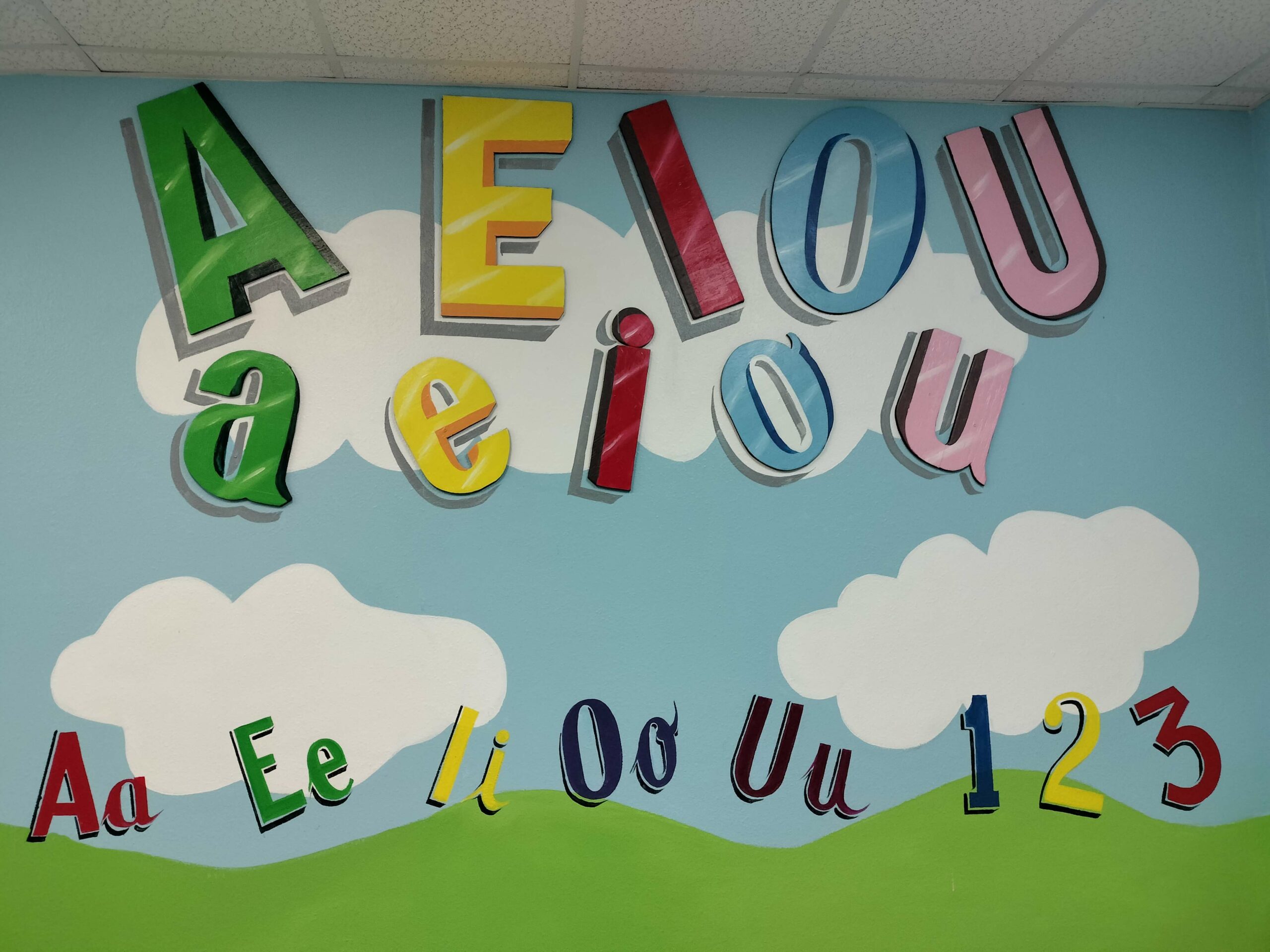 school learning center painting signage